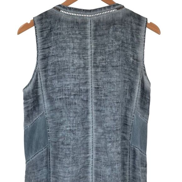 Soft Surroundings Ocean Fade Tunic Top Sleeveless Slate Blue Women Medium 29195 - Picture 5 of 8